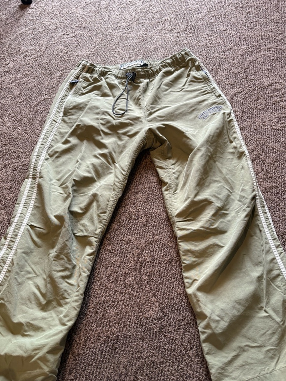 Abercrombie & Fitch Olive Green Joggers with Contrast Side Stripes